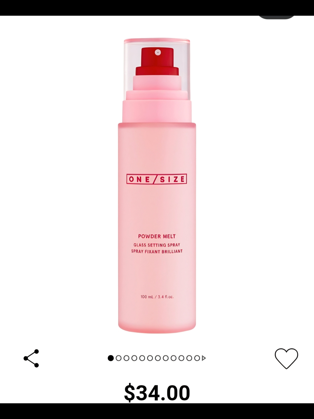 ONE/SIZE Powder Melt Glass Setting Spray - Light Pink Bottle